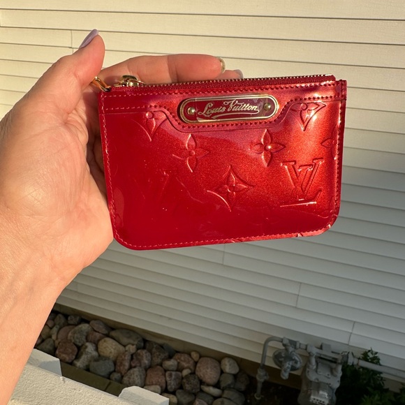Louis Vuitton coin purse pochette cles red vernis